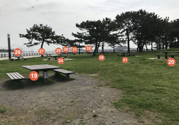 海の公園バーベキューのテーブル席１